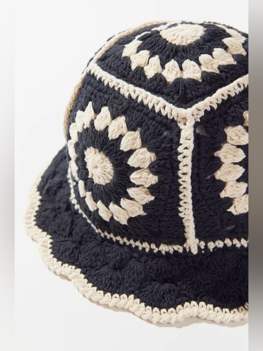 UO Crochet bucket hat urban outfitters floral boho knit